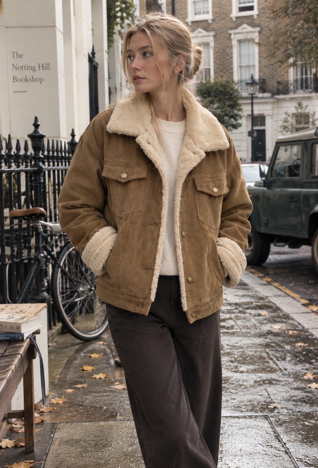 Cazadora pana mujer cuello efecto borreguito bolsillos - Sidonie