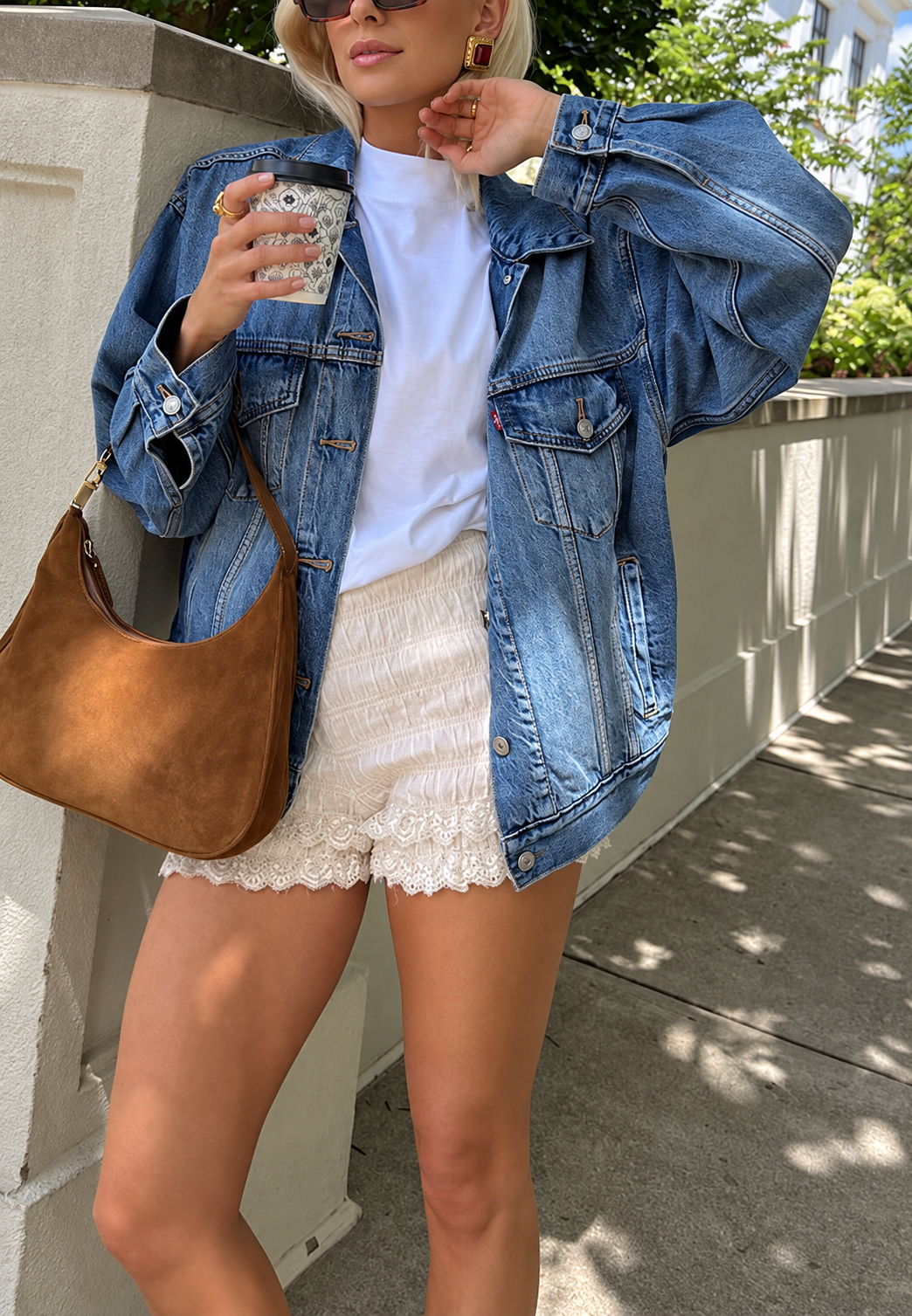 Cazadora vaquera mujer oversize bolsillos de solapa - Camille