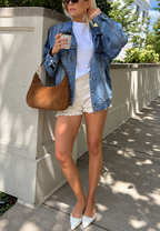 Cazadora vaquera mujer oversize bolsillos de solapa - Camille
