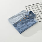 Camisa hombre denim patchwork rayas manga corta - Elías