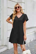 Jane - Vestido de color sólido con cuello en V