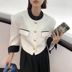 Nadja - Blazer francés de botonadura sencilla para mujer