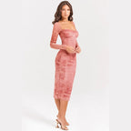 Gala - Vestido largo rosa chic con encaje