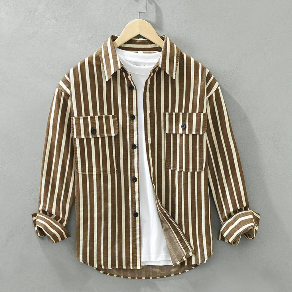 Camisa casual para hombre de algodón a rayas estilo relajado - Damián