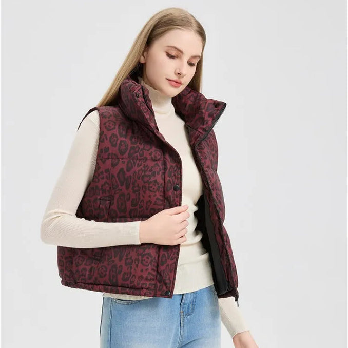 Chaleco acolchado con estampado animal para mujer - Alisanne