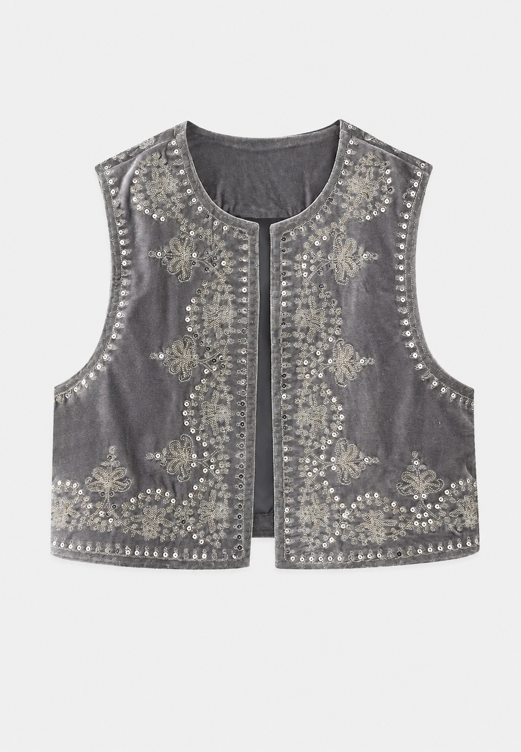 Chaleco mujer terciopelo bordado floral - Celina