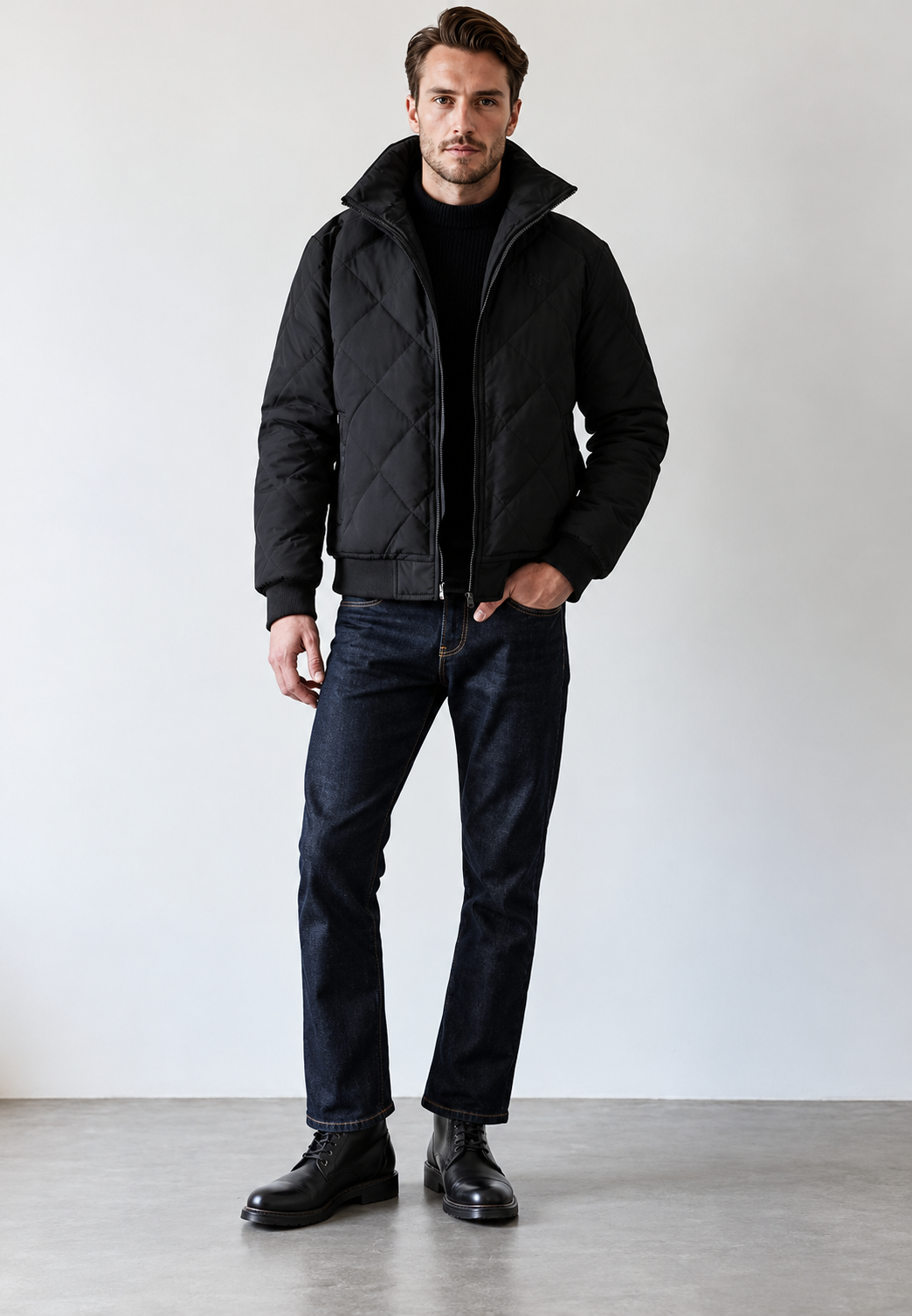Chaqueta acolchada hombre cuello alto interior efecto borreguito - Valdemar