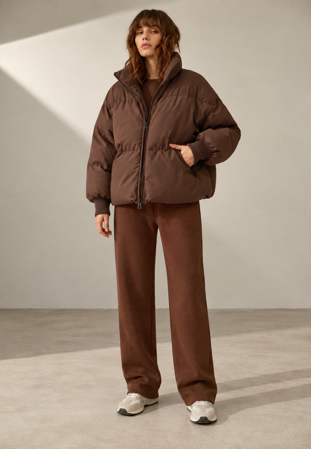 Chaqueta acolchada mujer oversize cuello alto cremallera - Anouk