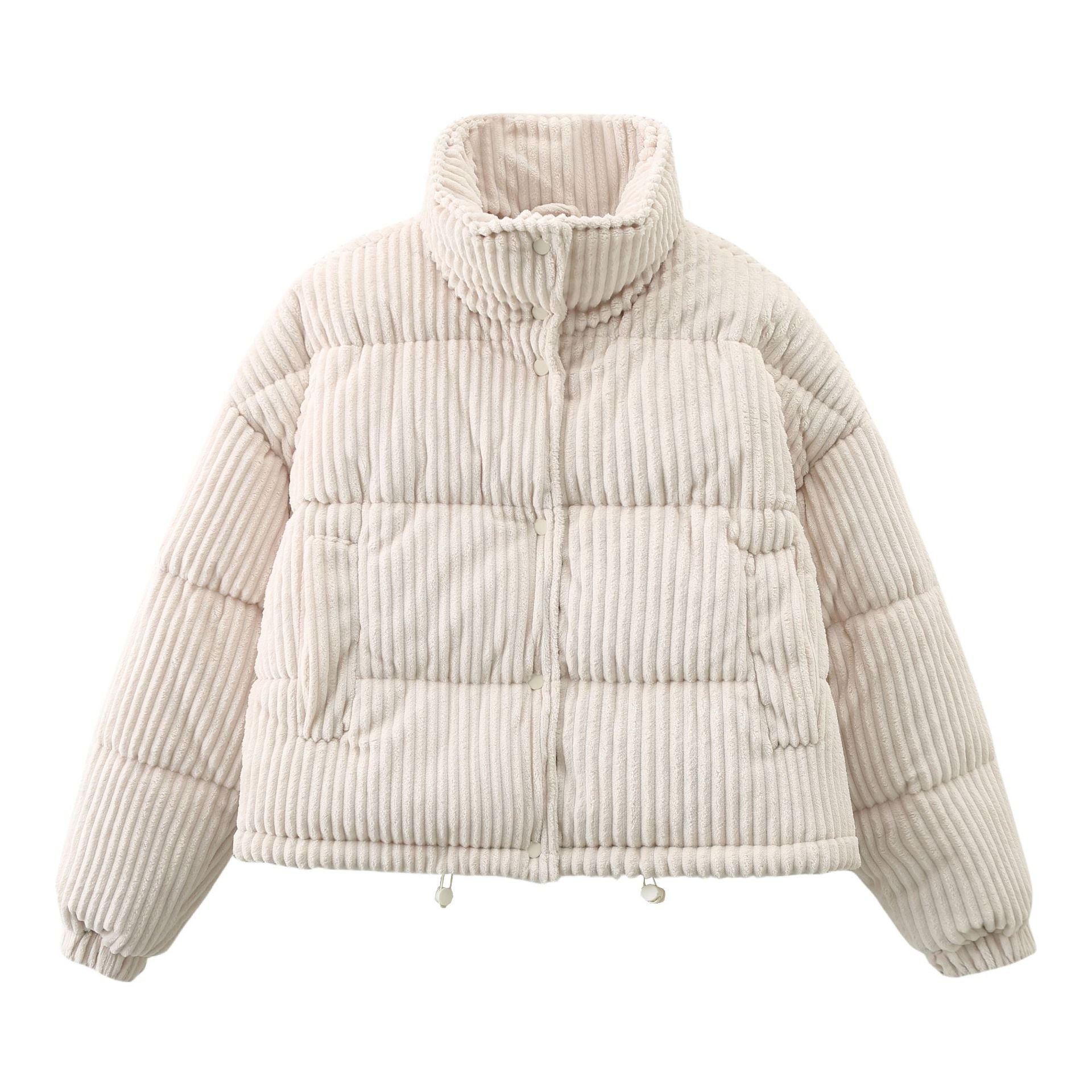 Chaqueta acolchada pana mujer cuello alto corte amplio - Marit