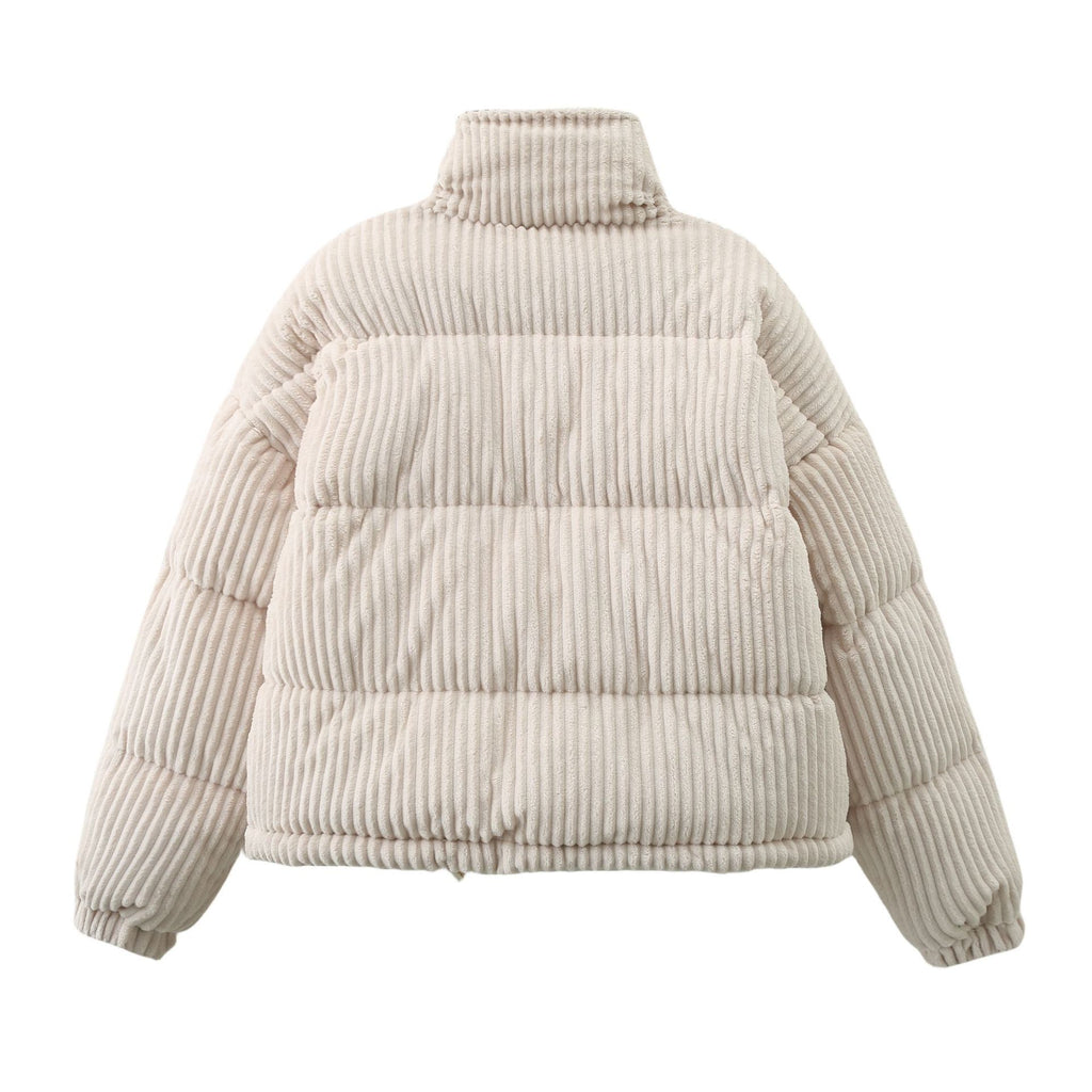 Chaqueta acolchada pana mujer cuello alto corte amplio - Marit