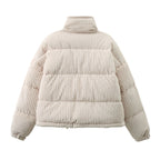 Chaqueta acolchada pana mujer cuello alto corte amplio - Marit