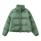 Chaqueta acolchada pana mujer cuello alto corte amplio - Marit