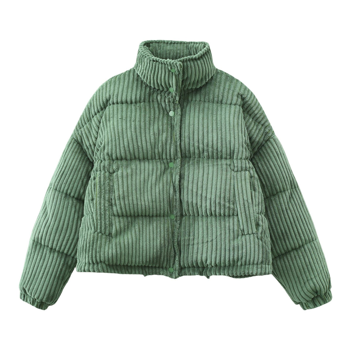 Chaqueta acolchada pana mujer cuello alto corte amplio - Marit