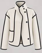 Chaqueta corta mujer cuello alto ribetes contraste - Ophélie