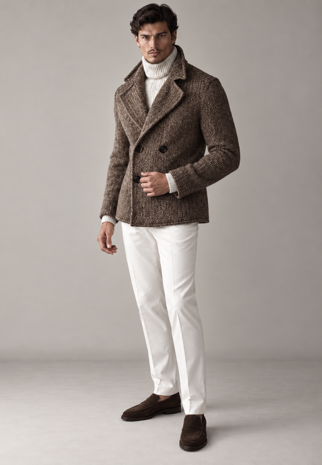 Chaqueta de punto hombre doble botonadura solapas anchas - Lucien