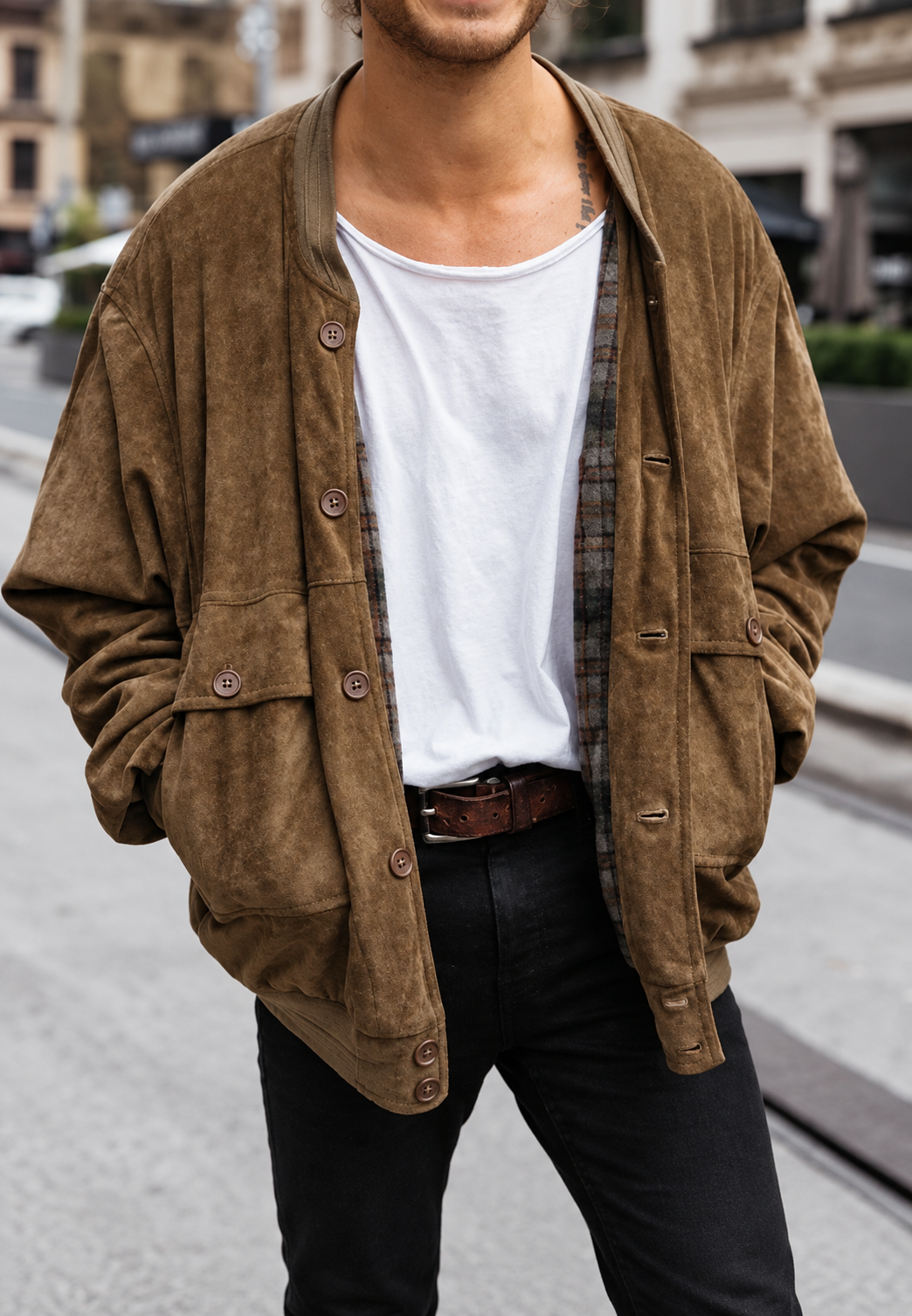 Chaqueta hombre efecto ante corte amplio bolsillos - Mikkel