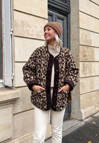 Chaqueta mujer animal print leopardo ribetes contraste - Bulera