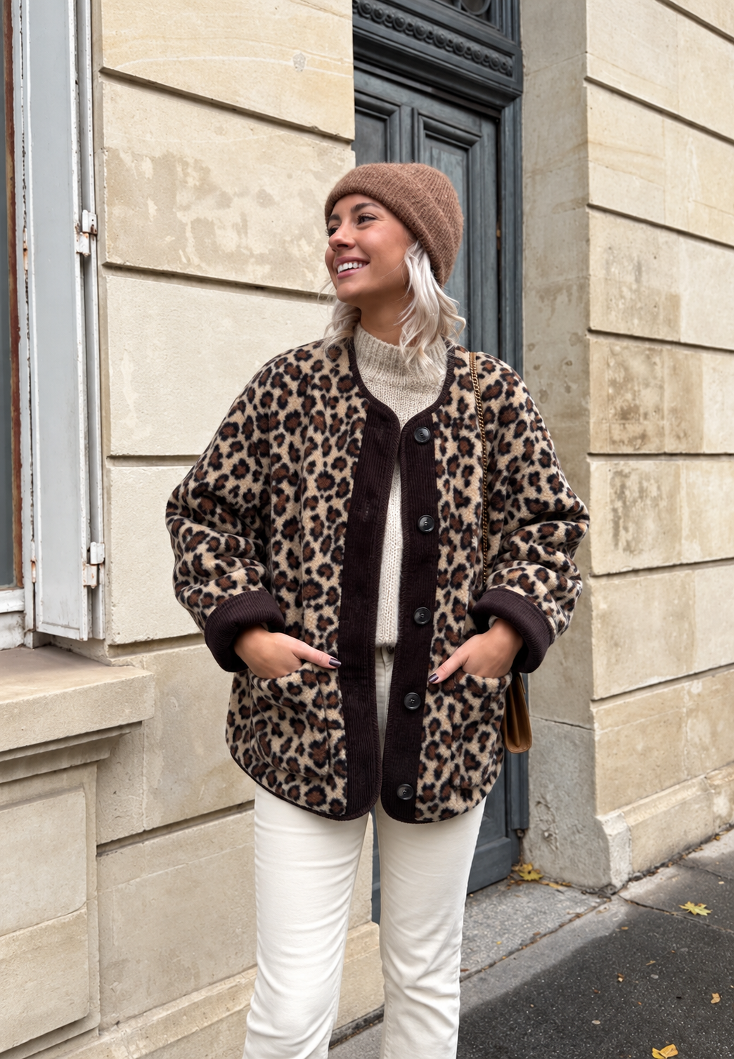 Chaqueta mujer animal print leopardo ribetes contraste - Bulera