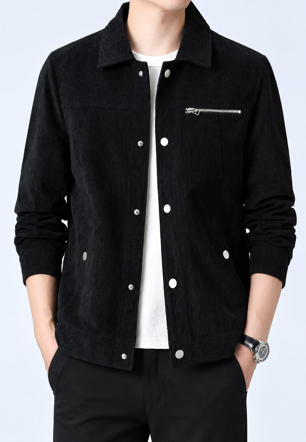 Chaqueta pana hombre cuello camisero bolsillo pecho cremallera - Amaury