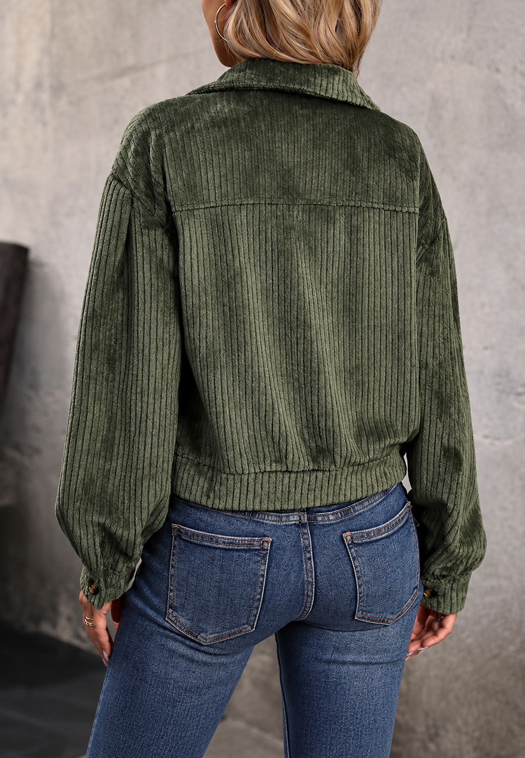 Chaqueta pana mujer corta cuello camisero bolsillos solapa - Clémence