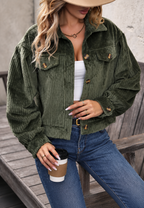 Chaqueta pana mujer corta cuello camisero bolsillos solapa - Clémence