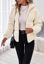 Chaqueta pana mujer cuello alto cremallera bolsillos laterales - Eline