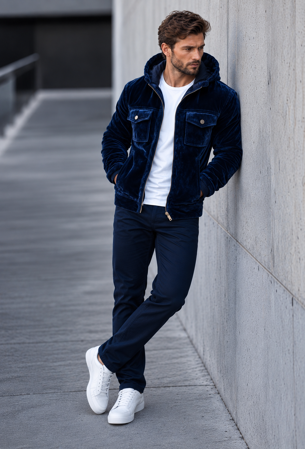Chaqueta terciopelo hombre capucha cremallera - Loïc