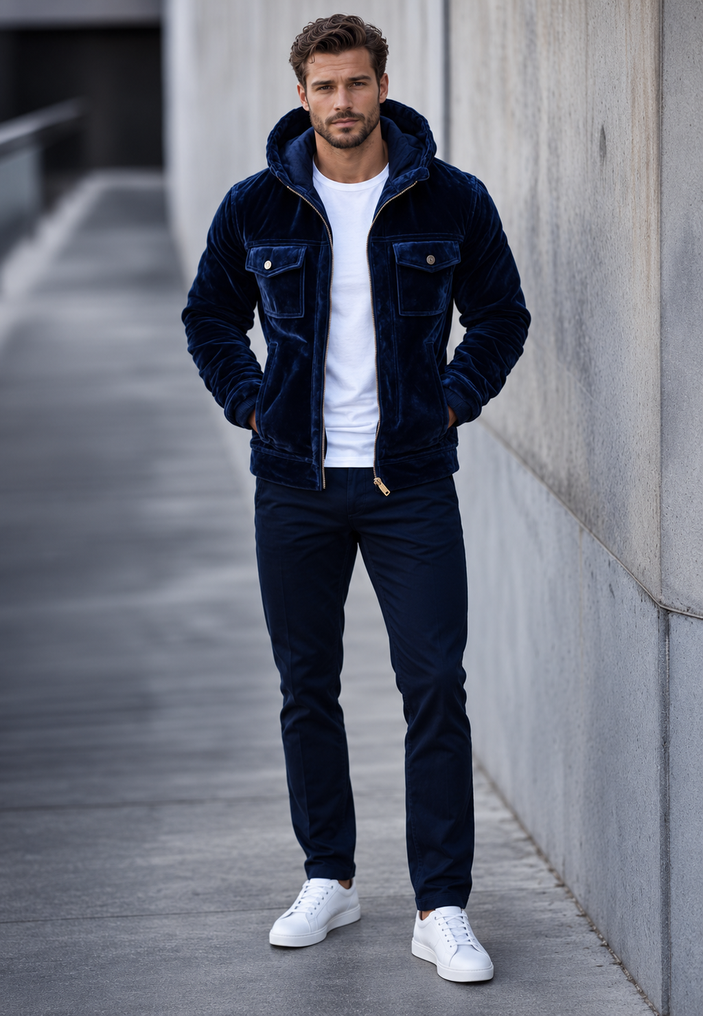 Chaqueta terciopelo hombre capucha cremallera - Loïc