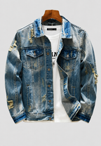 Chaqueta vaquera hombre slim fit rotos efecto lavado - Levon