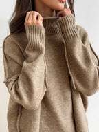 Conjunto de punto para mujer con jersey de cuello alto y pantalón ancho - Elske