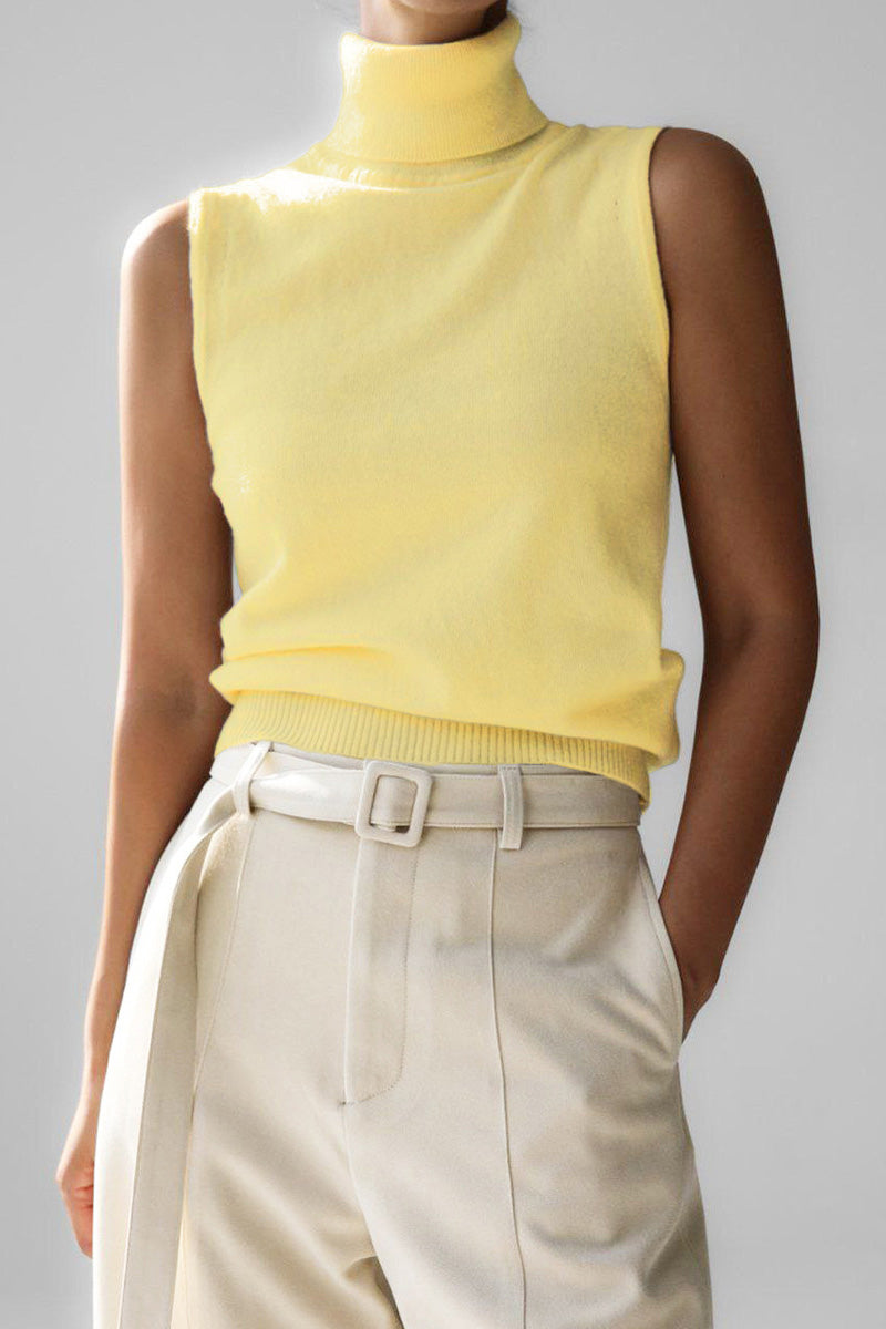 Conjunto punto mujer top cuello alto sin mangas cárdigan corto - Celia