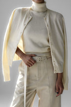 Conjunto punto mujer top cuello alto sin mangas cárdigan corto - Celia