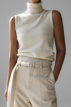 Conjunto punto mujer top cuello alto sin mangas cárdigan corto - Celia