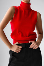 Conjunto punto mujer top cuello alto sin mangas cárdigan corto - Celia