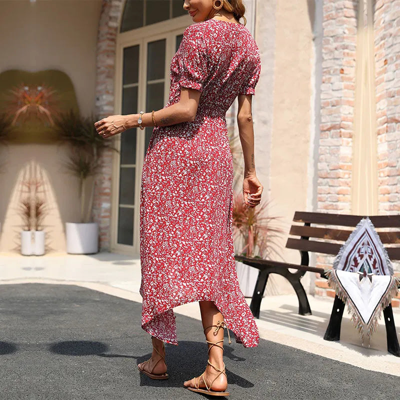 Scarlett - Vestido midi con botones y estampado floral