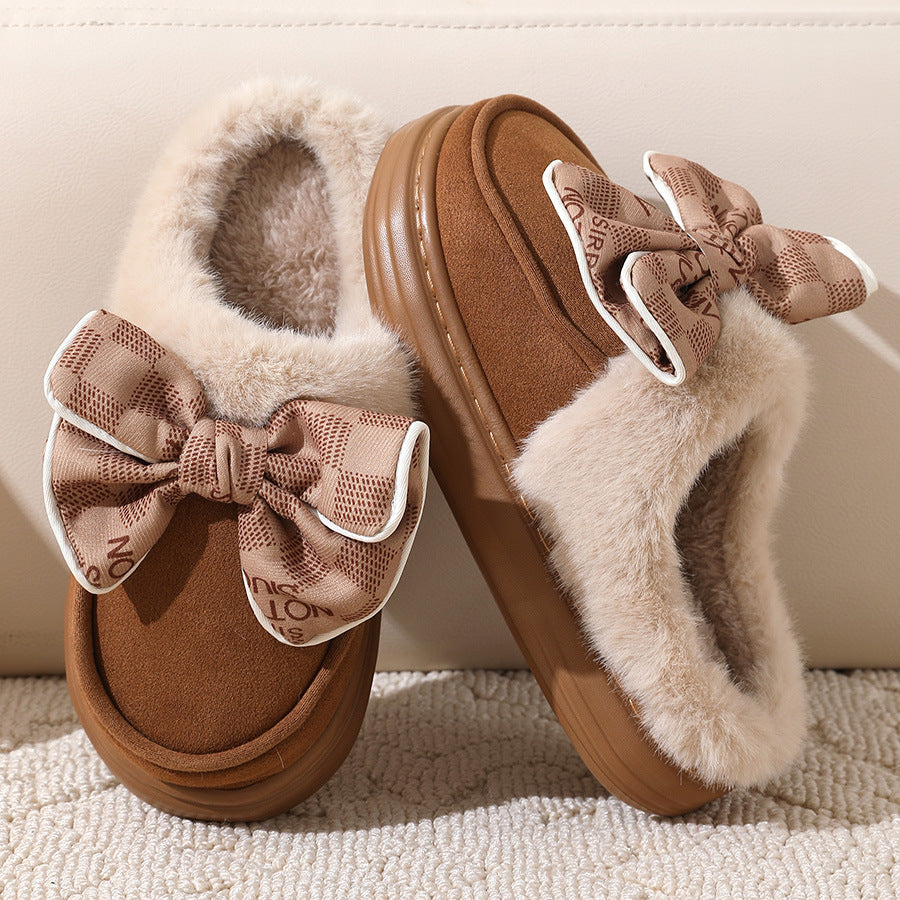 Zapatillas de casa para mujer efecto afelpado con lazo decorativo - Mairene