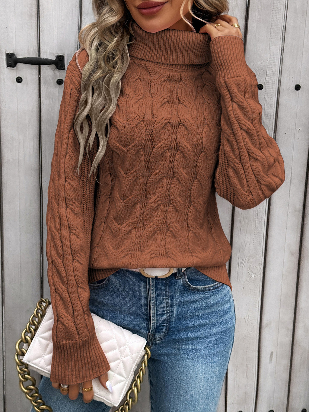 Jersey de punto cuello alto para mujer - Freja