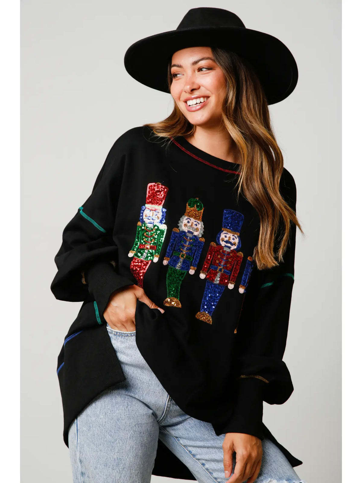 Jersey de lentejuelas para mujer con motivos festivos - Bellota
