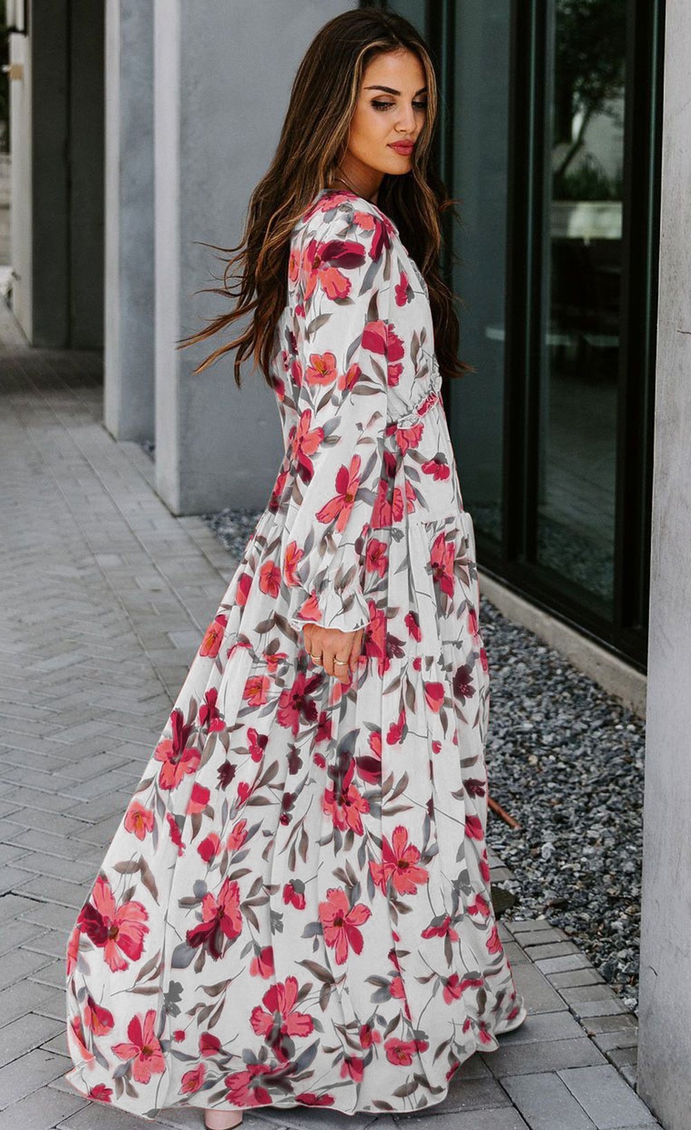 Aloisa  - Maxi vestido estampado con escote en V