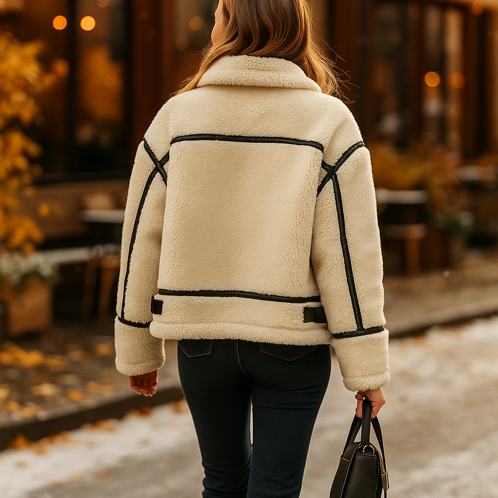 Chaqueta de felpa para mujer ribetes definidos - Salma