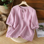 Jazmy - Blusa de lino de manga para mujer