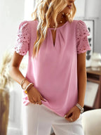Blusa mujer manga bordada detalle calado - Natalia