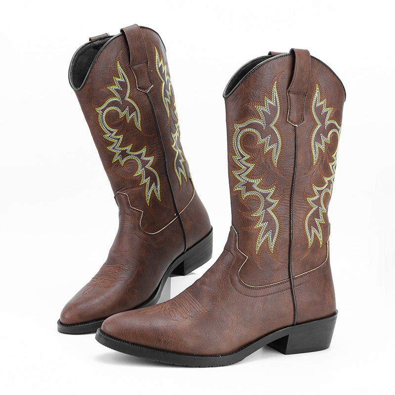 Botas altas bordadas para hombre estilo retro - Kervon