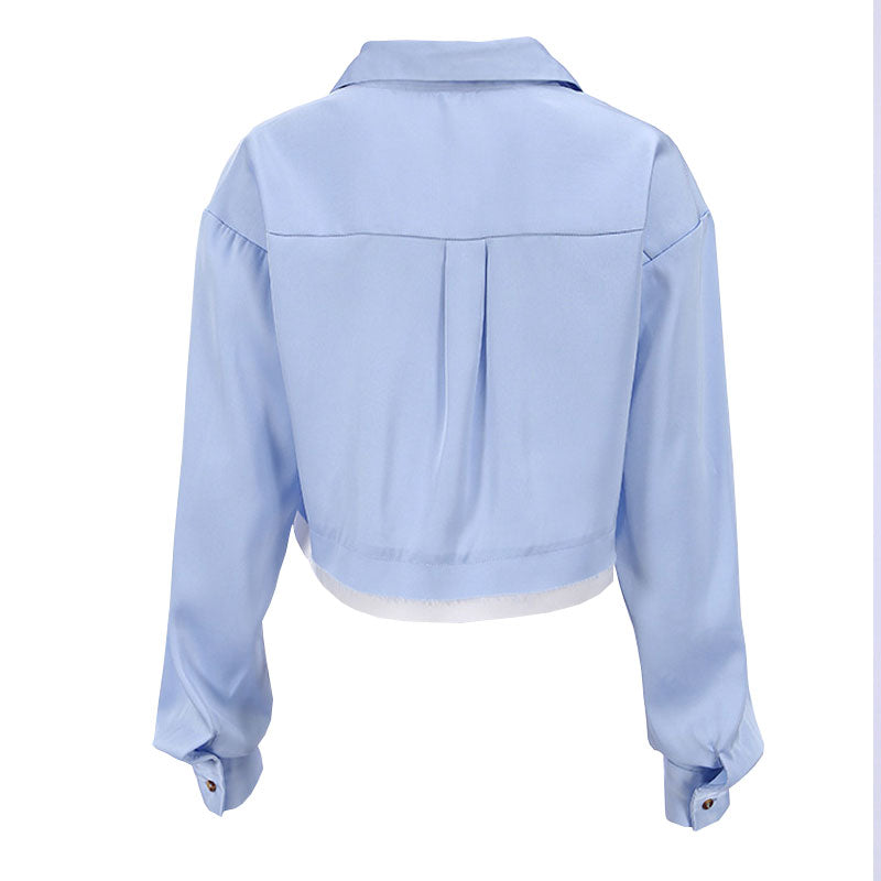 Jane - Camisa cruzada desestructurada con botones de efecto lavado