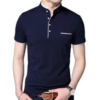 Polo hombre cuello mao botones contraste elegante - Dante