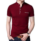 Polo hombre cuello mao botones contraste elegante - Dante