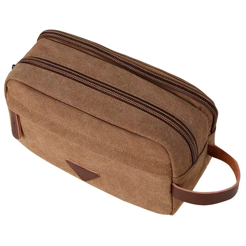 Neceser unisex de lona impermeable con doble compartimento - Bruno