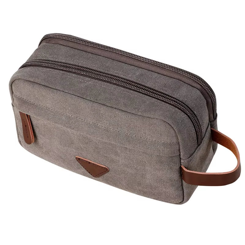 Neceser unisex de lona impermeable con doble compartimento - Bruno