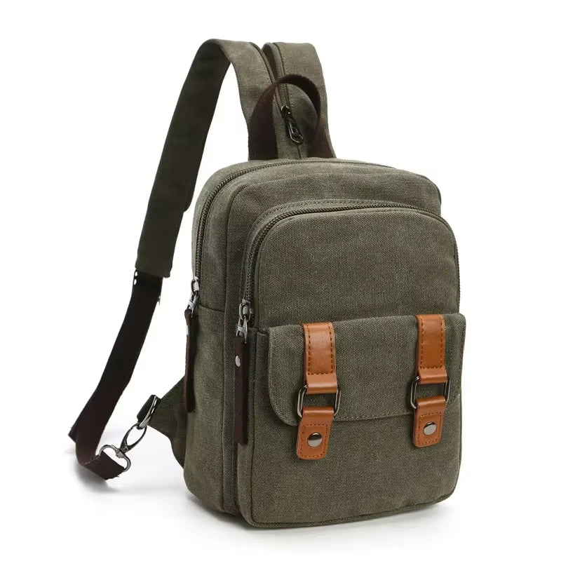 Mochila cruzada unisex con múltiples bolsillos estilo vintage - Axel