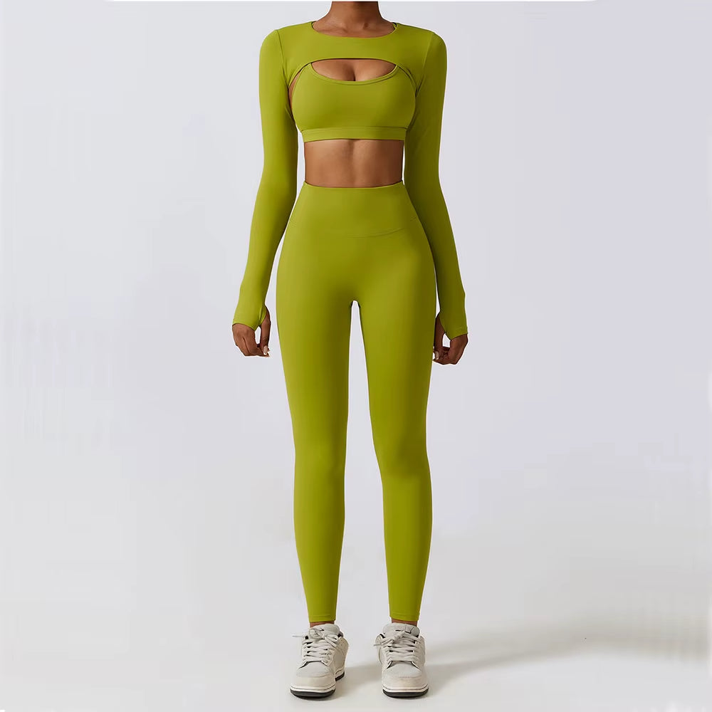 Conjunto deportivo para mujer licra compresiva diseño cut-out - Amanda